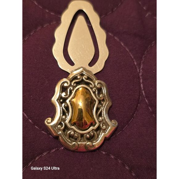 Vintage Brighton Two Toned Carved Scroll Bookmark Clip Page Marker - Picture 1 of 2
